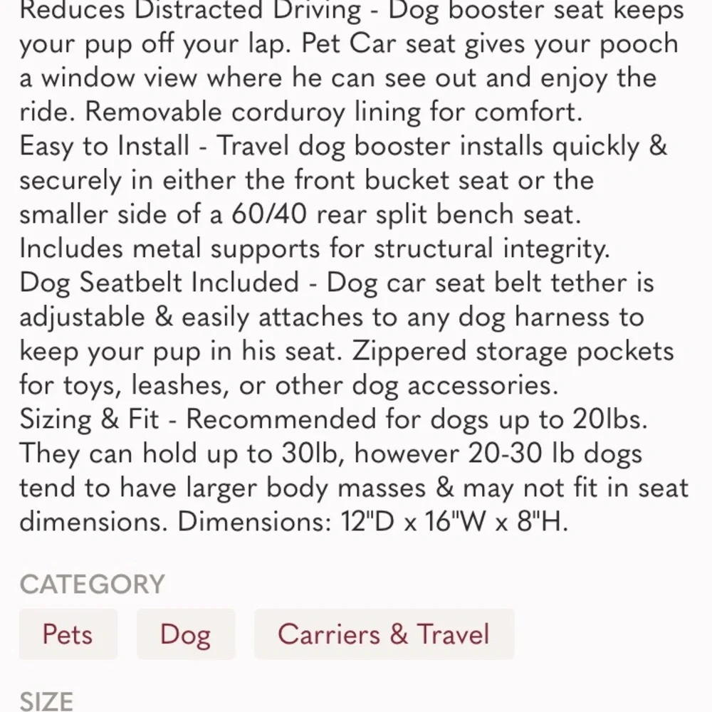 Kurgo Rear Car skybox Booster Seat for Dogs Or Cats